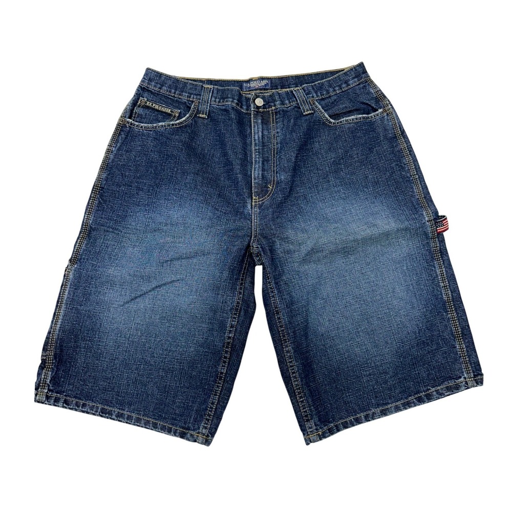 U.S. Polo Assn. Denim Carpenter Shorts Blue Baggy Y2K Utility Jean Mens Size 36